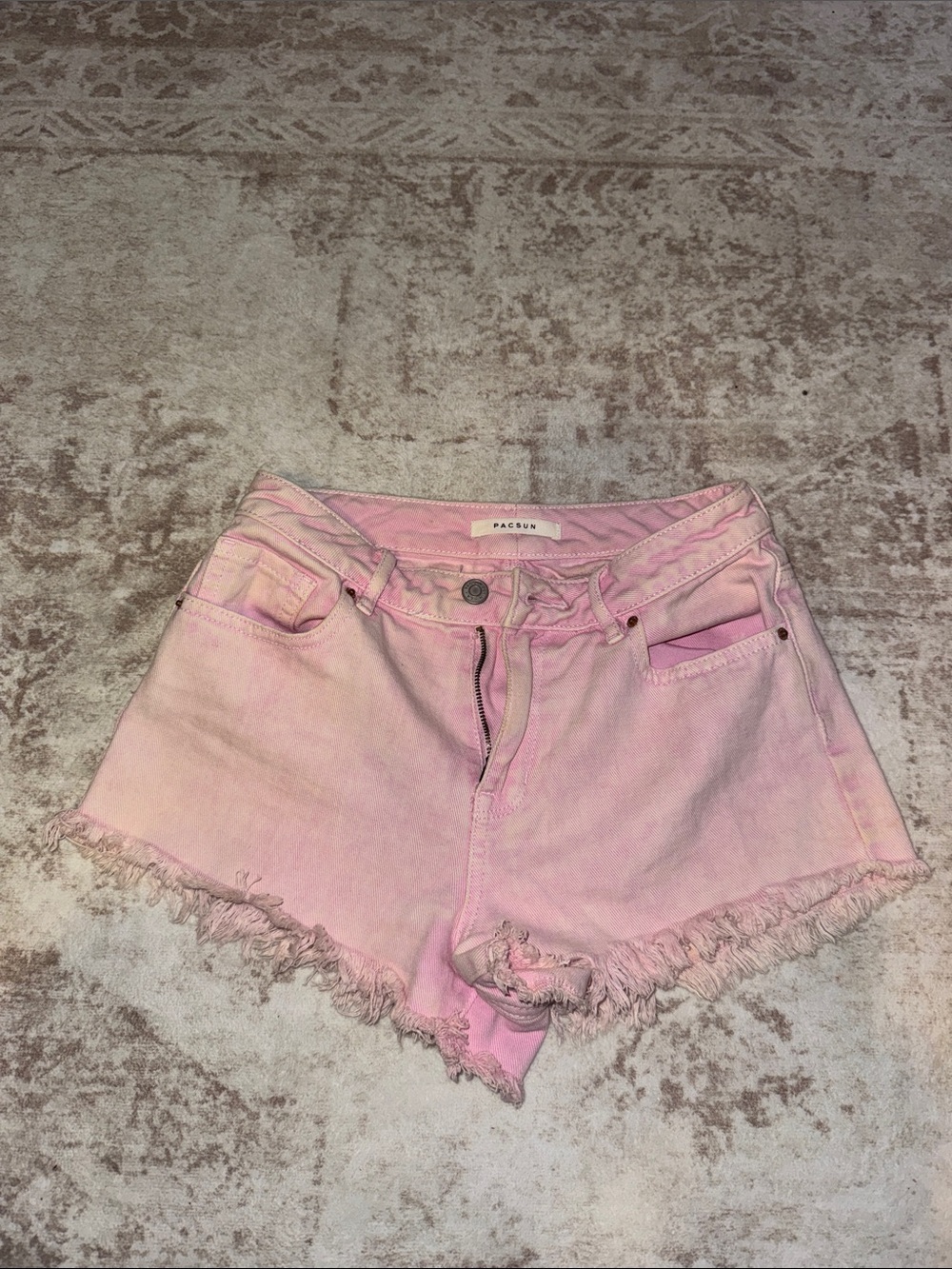PacSun Light Pink Frayed Hem Denim Shorts